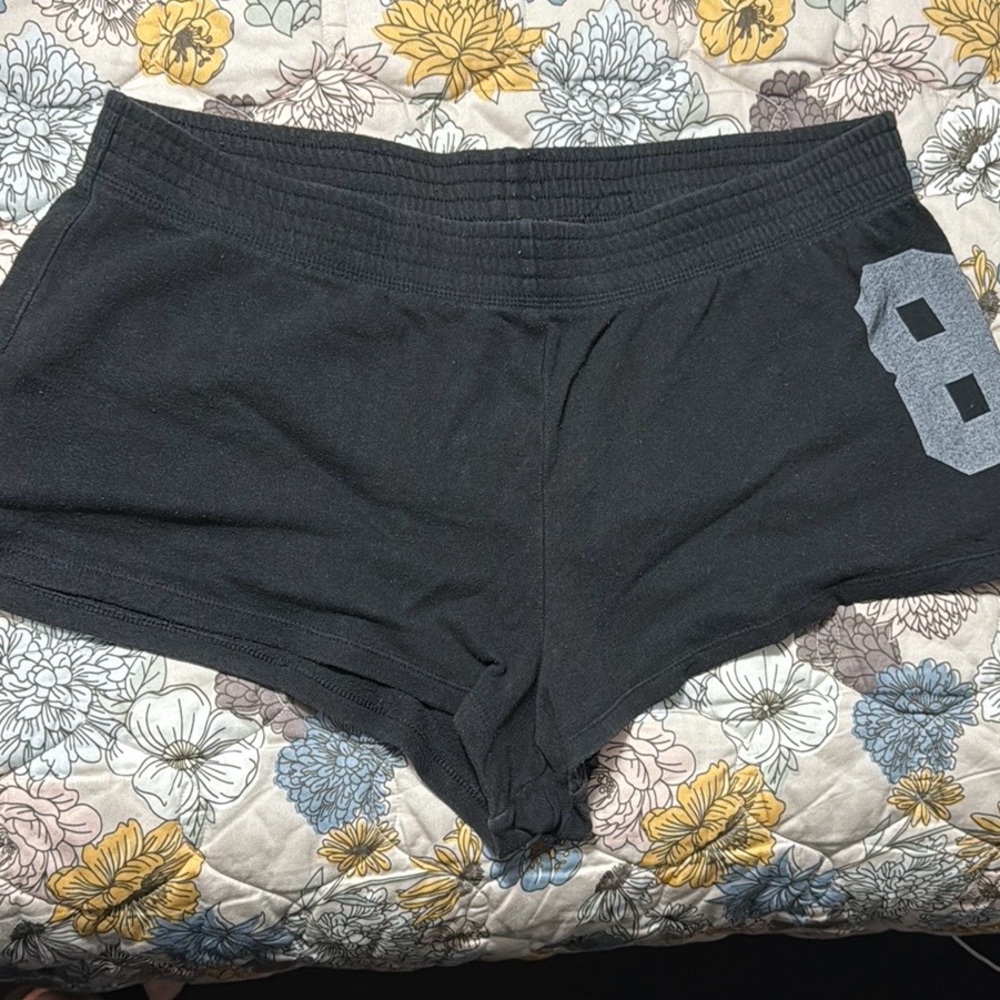 PINK Black 86 Athletic Shorts with Gray Numbers